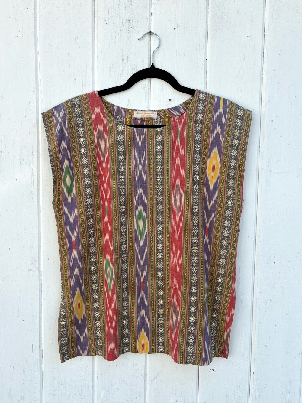 Striped Ikat Print Sleeveless Top - Multicolor